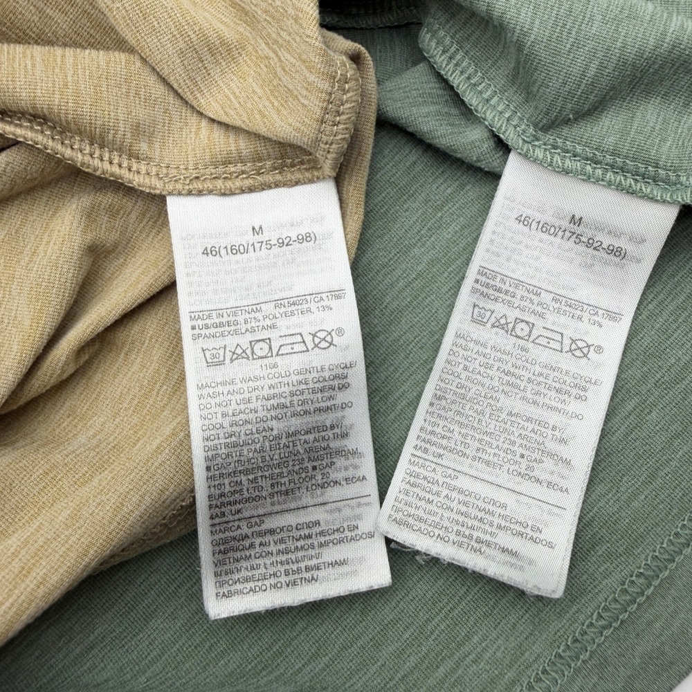 (2) GapFit Women Medium Brushed Tech Jersey Muscle Tank Top Green Tan Athleisure - Picture 7 of 7